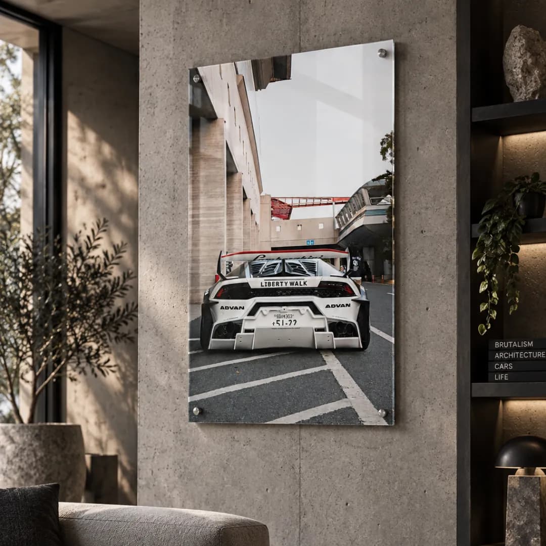 HSTLEGOODS supercar print mounted on concrete